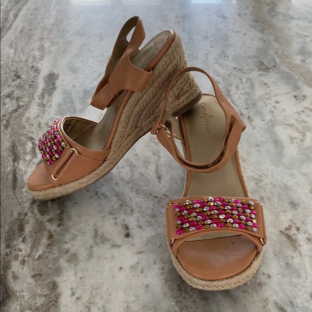 GIRLS COLE HAAN WEDGES ESPADRILLES SZ 2 EASTER 🌸